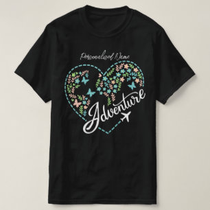 Camiseta Modo Avião Mulheres Amam Coração Gráfico Aventura
