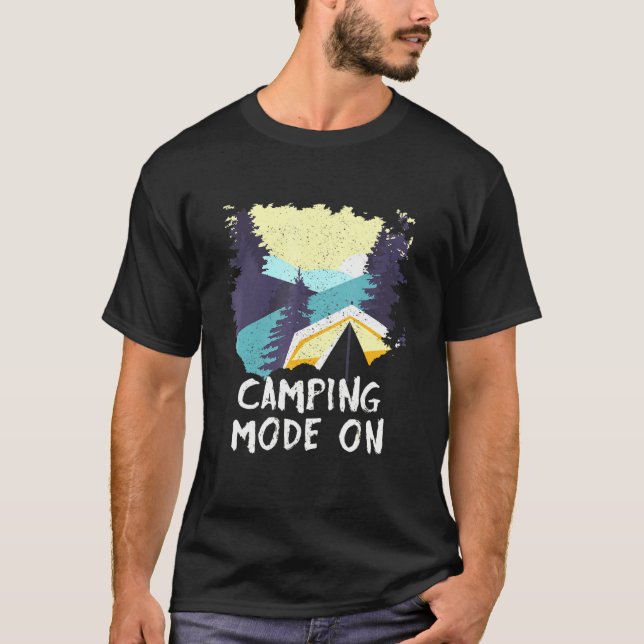 Camiseta Modo De Acampamento Na Natureza Selvagem Exterior (Frente)