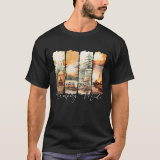 Camiseta Modo de Acampamento Retro Verão engraçado