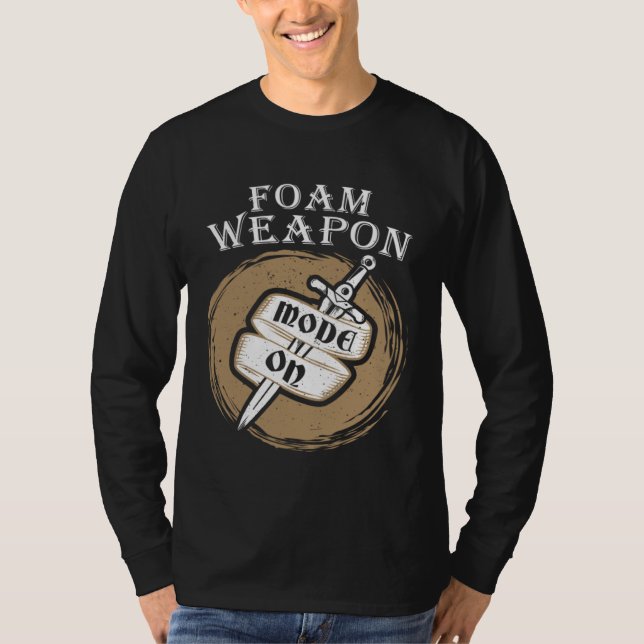 Camiseta Modo de Arma de Espuma Ativado Larp Jogo de Interp (Frente)