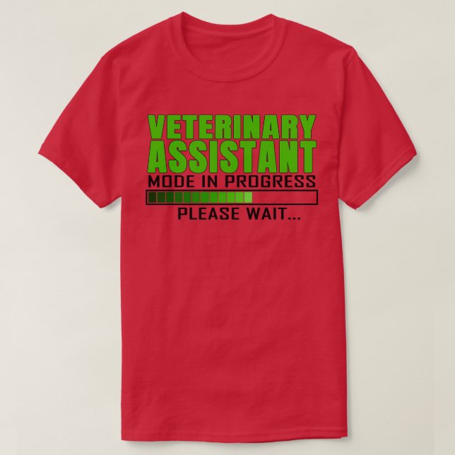 Camiseta Modo de Assistente Veterinário em Andamento Design (Frente do Design)