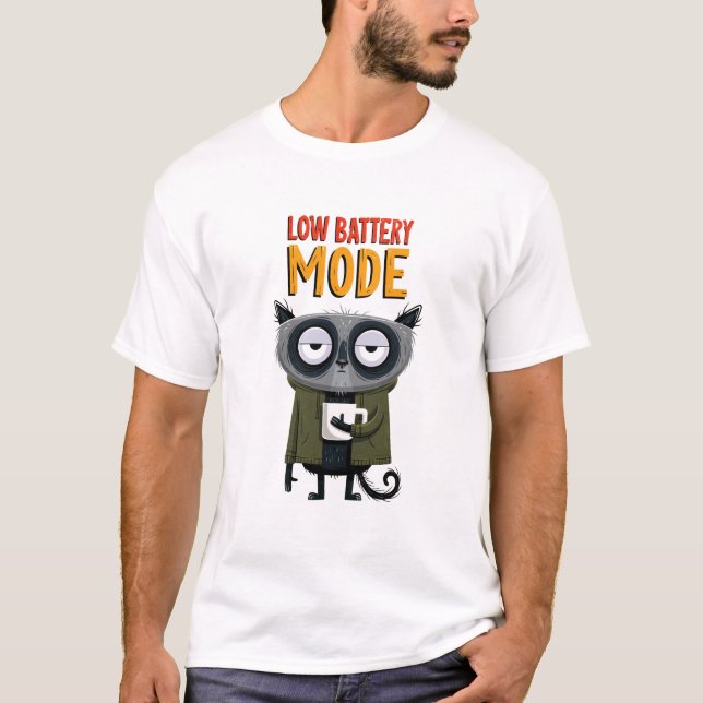 Camiseta Modo de Bateria Baixa Presente de Humor de Escritó (Frente)