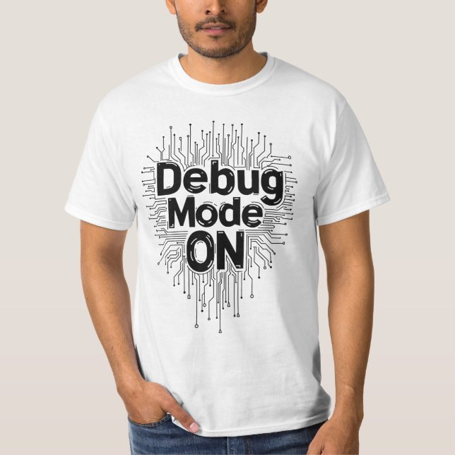 Camiseta Modo de Depuração Ativado Programador Codificando  (Frente)