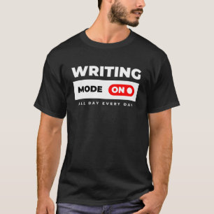 Camiseta Modo de Escrita Ligado Presente Engraçado Escritor