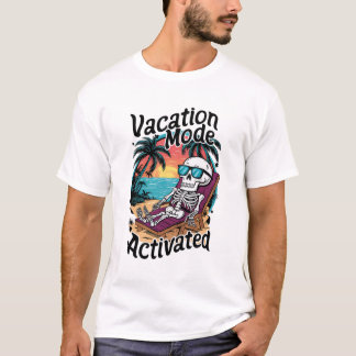 Camiseta Modo de Férias Ativado Skeleton Beach Design
