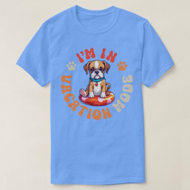 Camiseta Modo de Férias do Cachorro Boxer 1 (Frente do Design)