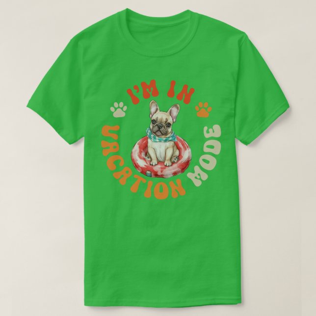 Camiseta Modo de Férias do Cachorro Francês (Frente do Design)