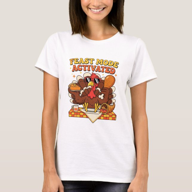 Camiseta Modo de Festa Ativado – Peru de Ação de Graças Eng (Frente)