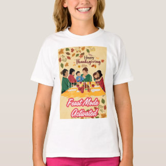 Camiseta Modo de Festa de Ação de Graças Feliz Ativado cami