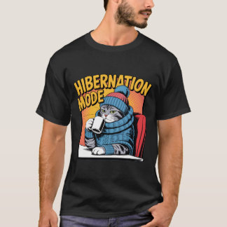 Camiseta Modo de Hibernação Gato Inverno Aconchegante Amant