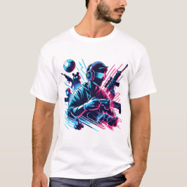 Camiseta Modo de Jogo Ativado - Arte Neon Gamer