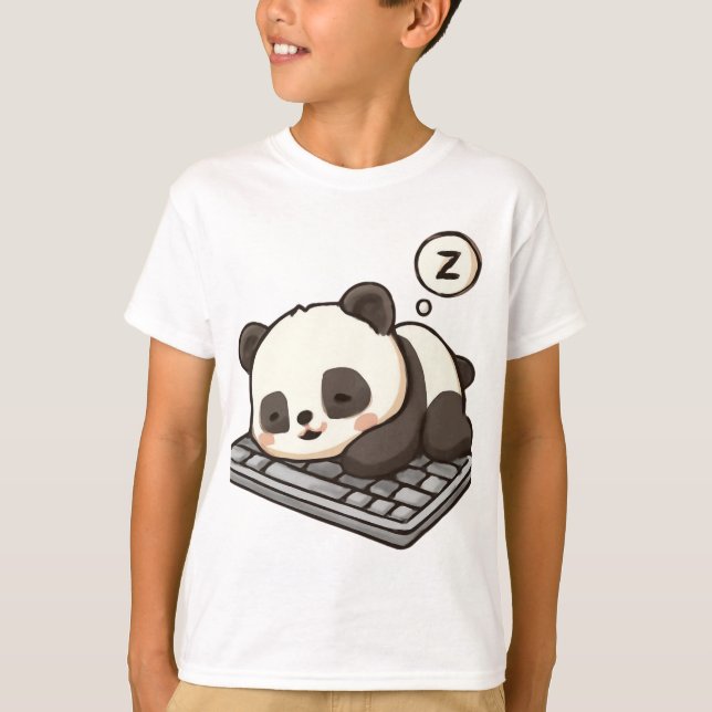 Camiseta Modo de latência Panda na arte do teclado (Frente)