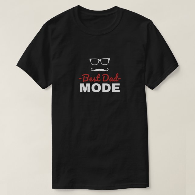 Camiseta Modo de pai preto e branco engraçado (Frente do Design)