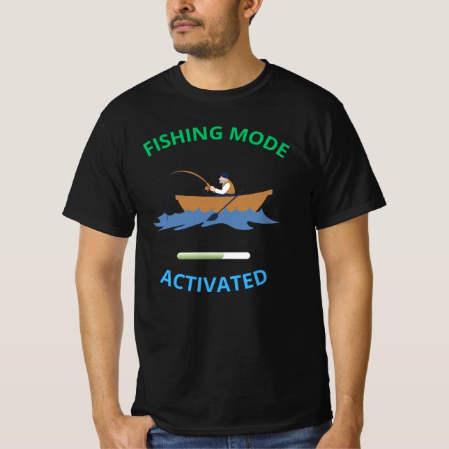 Camiseta Modo De Pesca Ativado - Design do Pescarista Engra (Frente)