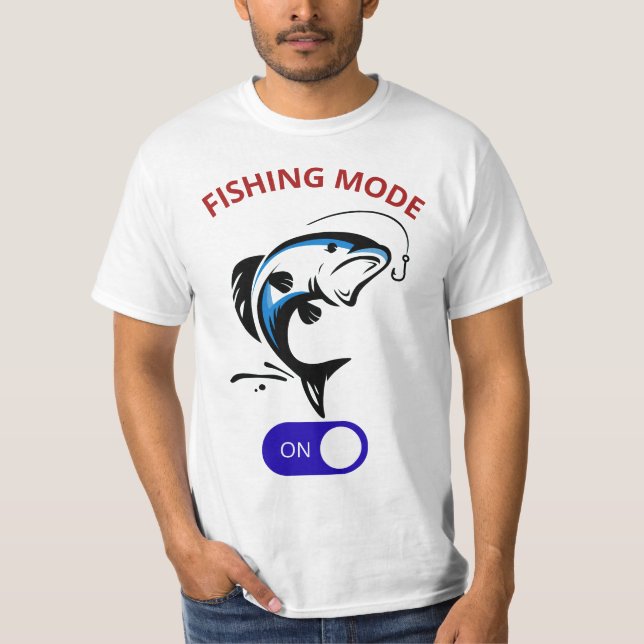 Camiseta Modo De Pesca Ativado - Design do Pescarista Engra (Frente)