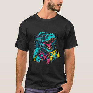 Camiseta Modo de Raptor para Jogadores - Jogos de Neon Dino
