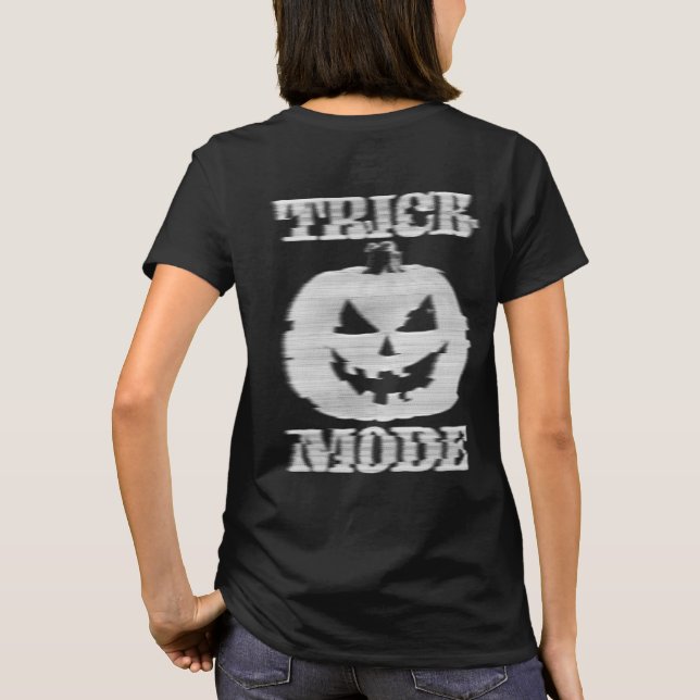 Camiseta Modo de truque Visão turva Pumpkin frente e verso (Verso)