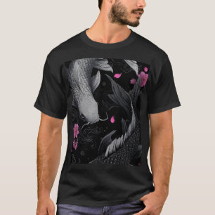 Camiseta Modo Escuro de Peixe Koi Japonês