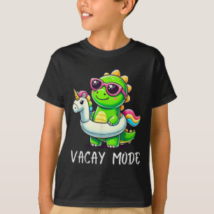 Camiseta Modo Fago Dinossauro Bonito Mostra Férias Familiar