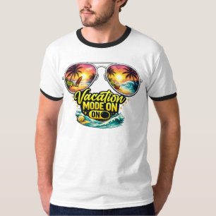 Camiseta Modo Férias Ativado Parece Como Campainha de Pôr d
