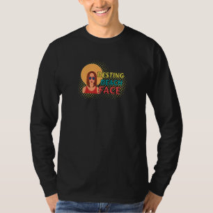 Camiseta Modo Férias Femininas Rosto de Praia Relaxado Vibr