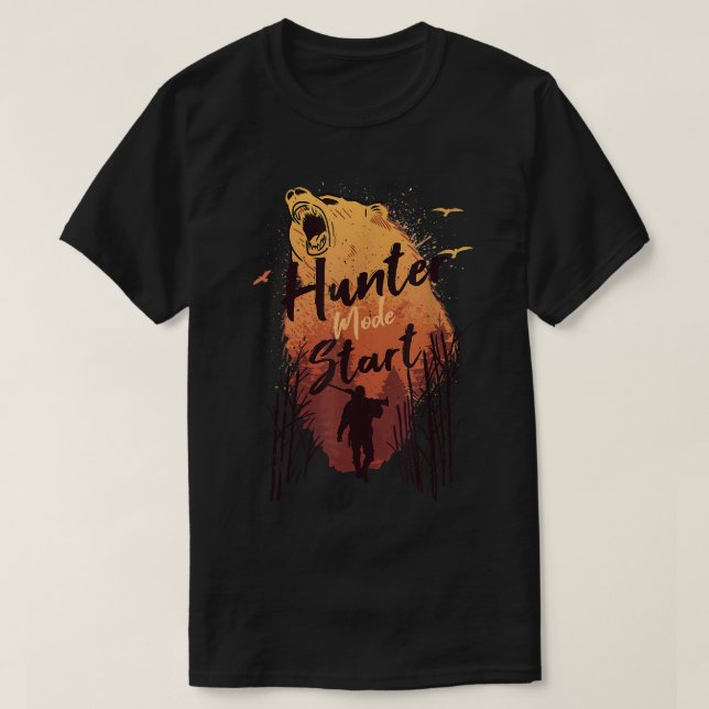 Camiseta Modo Hunter Iniciar Estação de Caça ao Urso Patrió (Frente do Design)