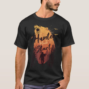 Camiseta Modo Hunter Iniciar Estação de Caça ao Urso Patrió