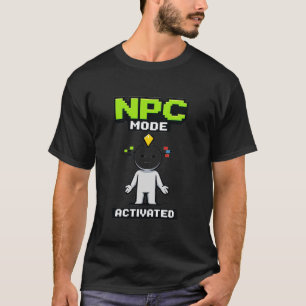 Camiseta Modo NPC Ativado Pixel Desenho Animado Divertido