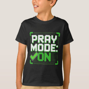 Camiseta Modo Oração Ativado Gráfico de Jogador Cristão