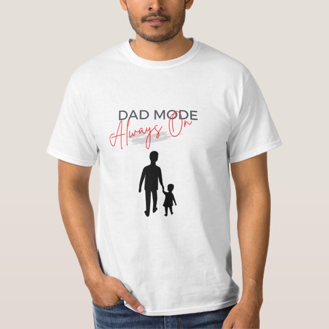 Camiseta Modo Pai Vermelho Preto Sempre Ativado (Frente)