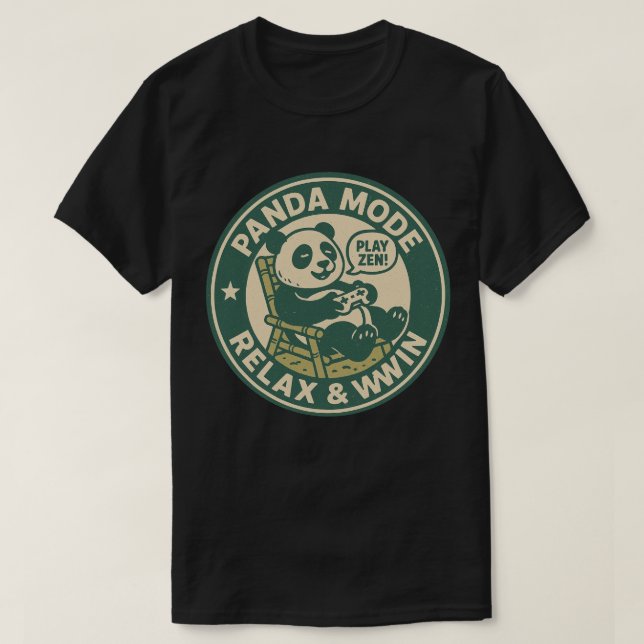 Camiseta Modo Panda Relaxar Ganhar Jogos (Frente do Design)