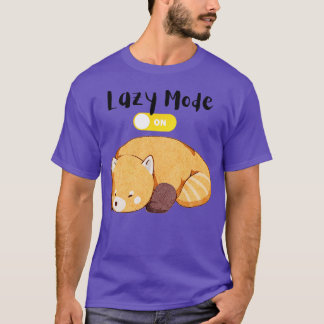 Camiseta Modo Panda Vermelha Cura e Preguiçoso Ativado