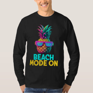 Camiseta Modo Praia Ativado Óculos de Sol Funil Retro Abaca
