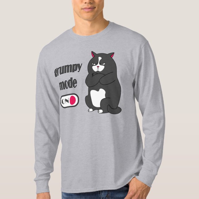 Camiseta Modo rabugento em T-Shirt de gato gordo engraçado (Frente)