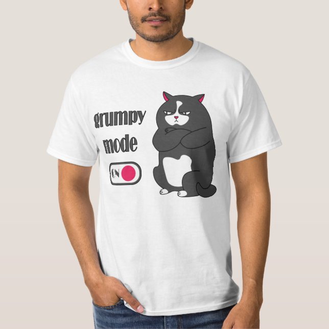 Camiseta Modo rabugento em T-Shirt de gato gordo engraçado (Frente)