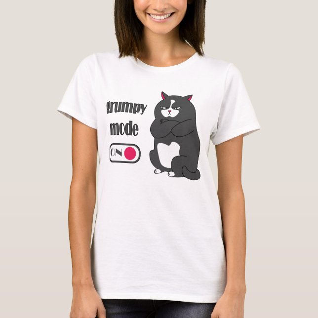 Camiseta Modo rabugento em T-Shirt de gato gordo engraçado (Frente)