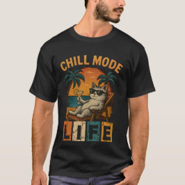 Camiseta modo relax ativado - Um gato com óculos