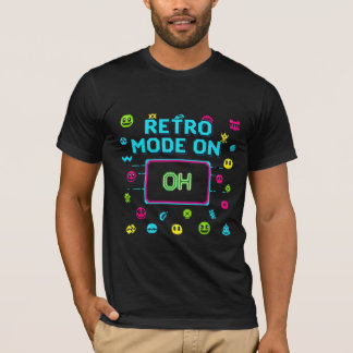 Camiseta Modo Retro Ativado Jogos de Arcade em Pixel Art 8-