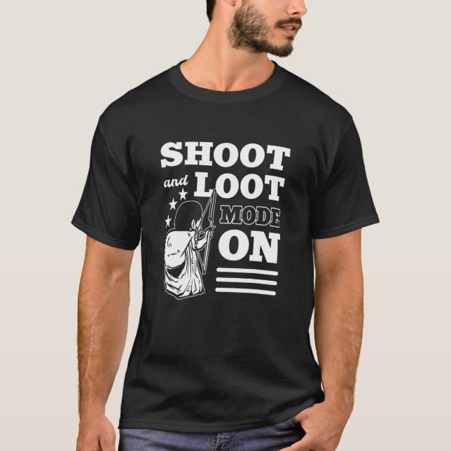 Camiseta Modo Shoot E Loot No Archery Archery (Frente)