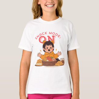 Camiseta Modo Snack: ON - Personagem de desenho animado em 