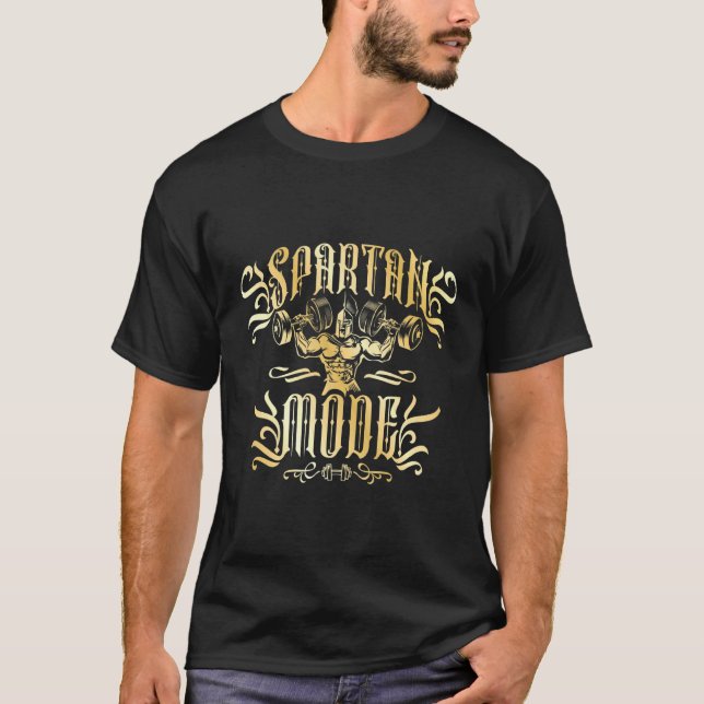 Camiseta Modo Span Workout Guerreiro Dourado Gym Gladiator  (Frente)