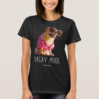 Camiseta Modo Vacante Chihuahua Cachorro Havaiano Óculos de