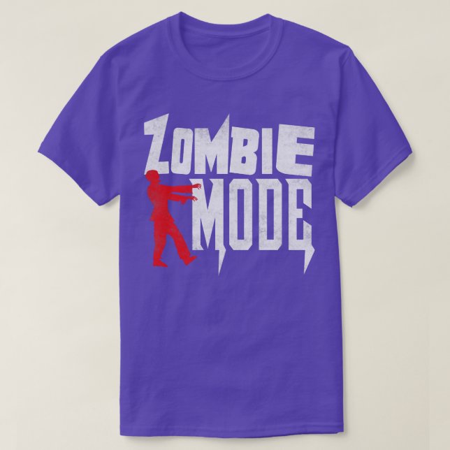 Camiseta Modo Zombie Holloween Engraçado Zombie (Frente do Design)