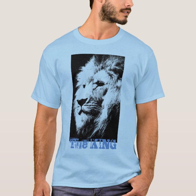 Camiseta Modos de Pop de Arte Lion Moderno com Tendência Az (Frente)