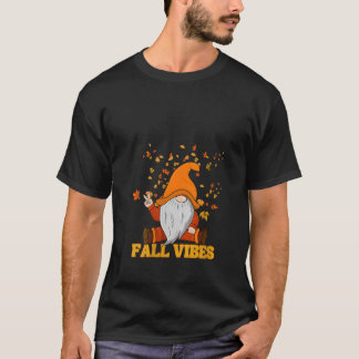 Camiseta Modos Femininos de Outono Gnomo Sinal de Paz Folha