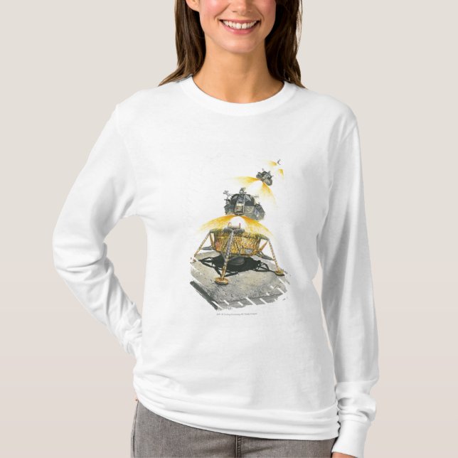 Camiseta Módulo de Apollo 11 Eagle que descola da lua (Frente)
