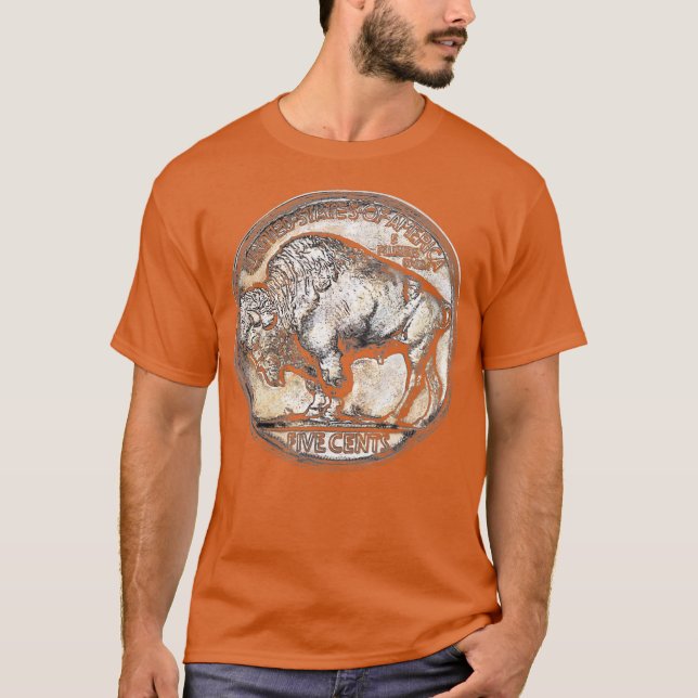 Camiseta Moeda de Buffalo Nickel dos Estados Unidos (Frente)