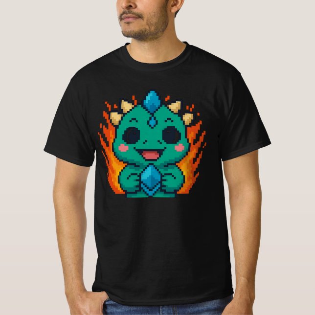 Camiseta Moeda Pixel Bull-Zilla – Jogo Crypto Retro 8-Bit  (Frente)