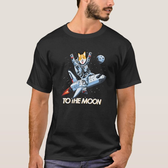Camiseta Moedas de Cães para a Lua Engraçada Criptomoeda (Frente)