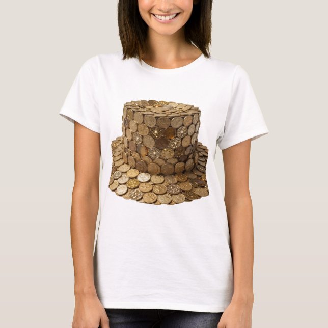 Camiseta Moedas de Ouro Prateadas Clássicas no Design de Ci (Frente)